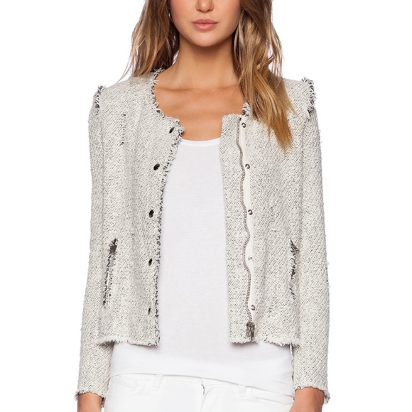 Agnette Tweed Jacket In White Blue